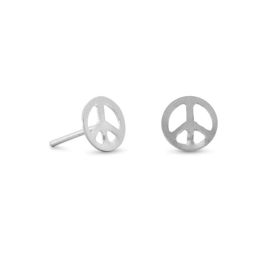 Peace Sign Post Stud Earrings 7mm Polished Sterling Silver