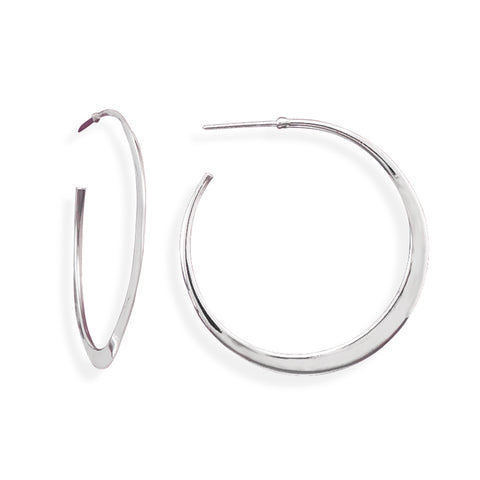 Hoop Earrings Polished Flat Tapered Sterling Silver