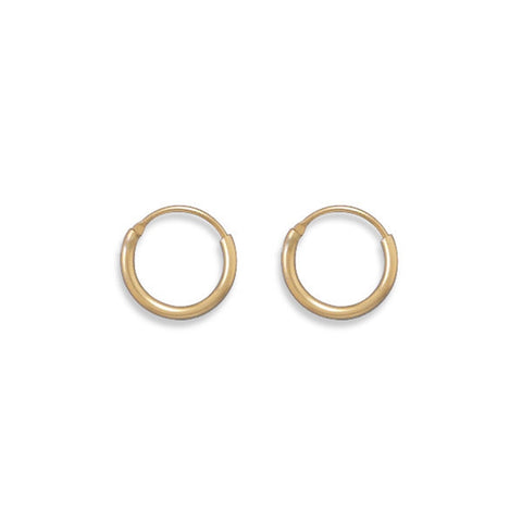 1x12mm Endless Hoops Small Hoop Earrings Yellow Gold-filled, Made in the USA