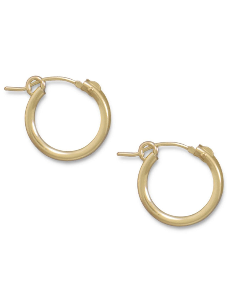 2x15mm Small Hoop Earrings 12k Yellow Gold-filled Click Close - Made in the USA