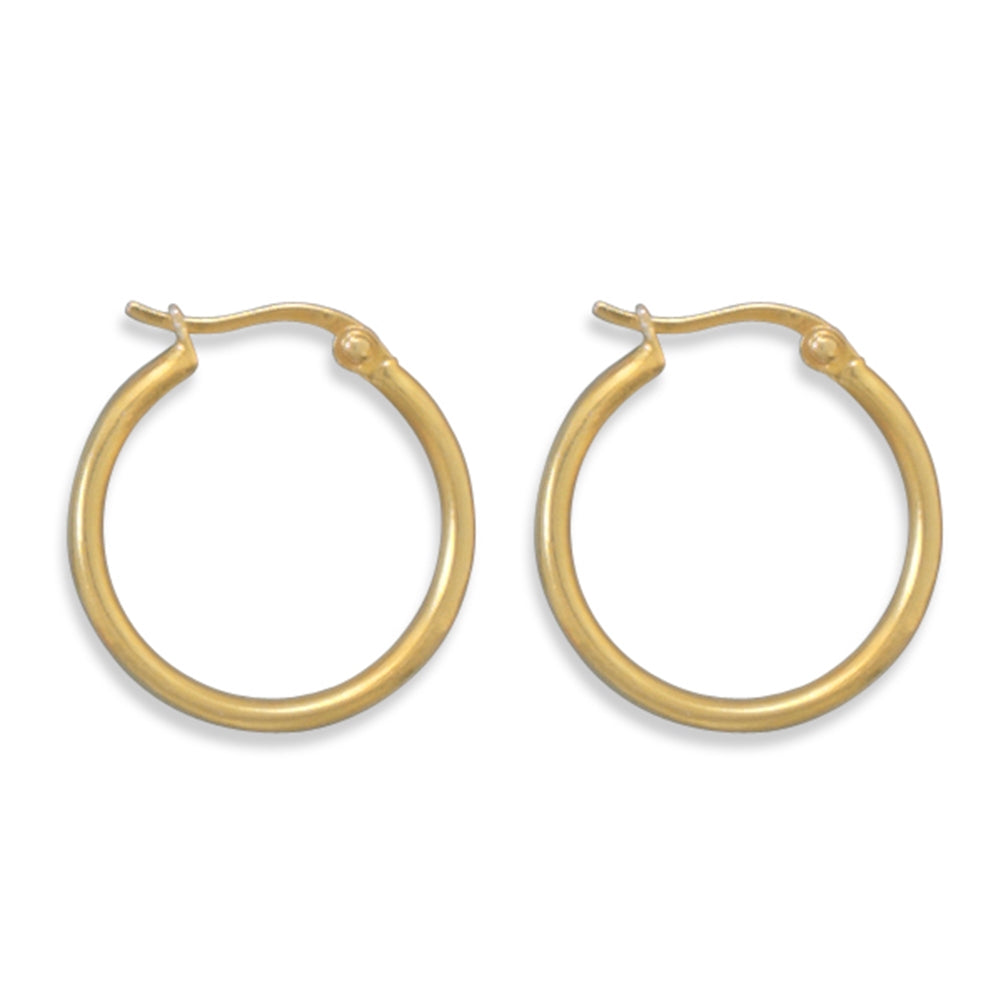 Hoop Earrings Gold-plated Sterling Silver 1.5mm x 20mm