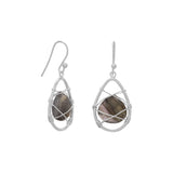 Sterling Silver Labradorite Dangle Earrings with Wire Wrap