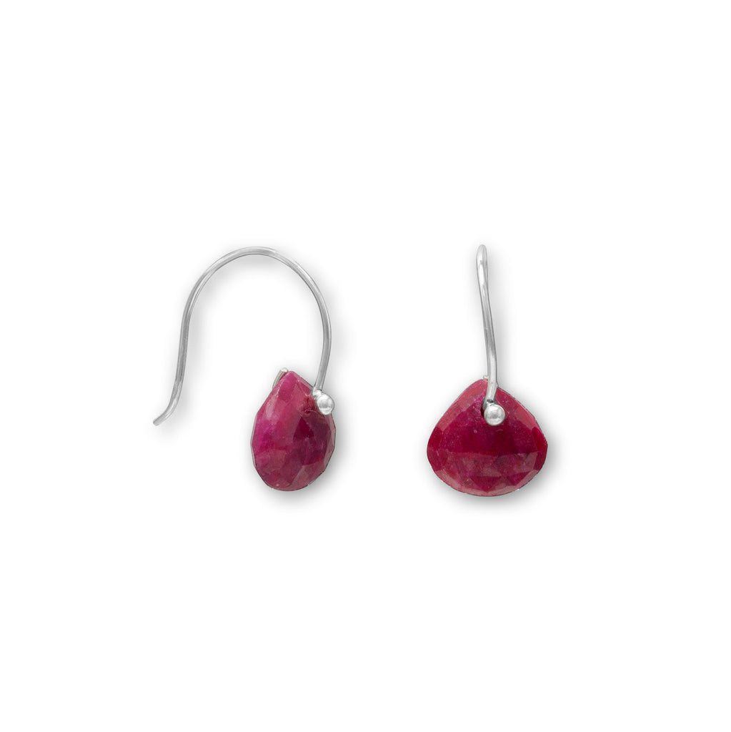 Dyed Red Corundum Earrings on Sterling Silver