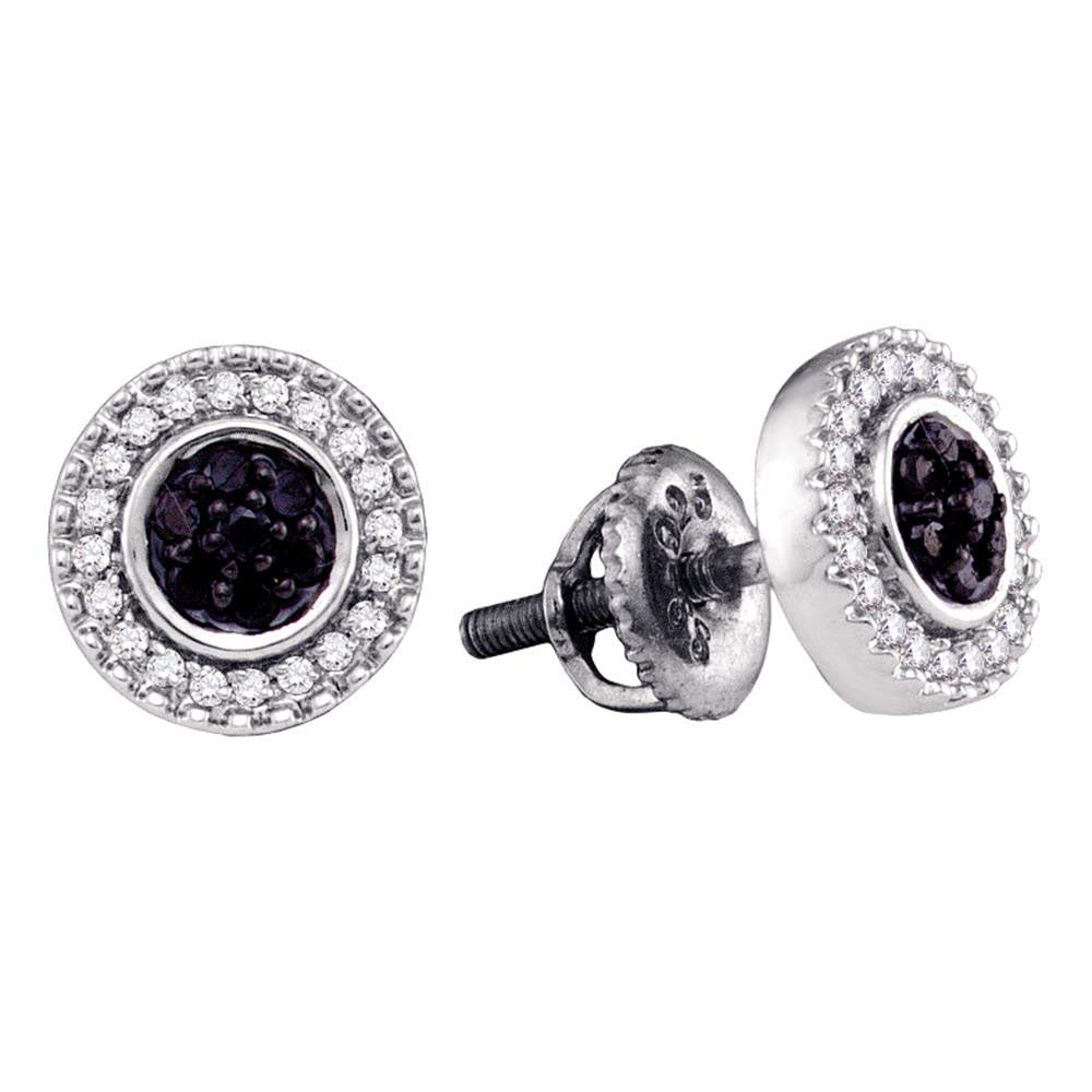 Diamond Circle Halo Stud Earrings 1/4 ctw with Screw Back