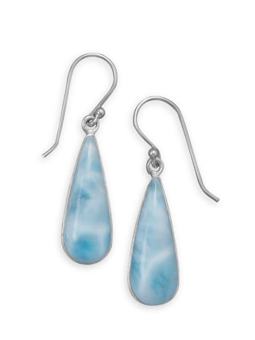 Atlantis Stone Larimar Earrings Teardrop Shape Sterling Silver