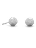 Ball Post Stud Earrings Polished Hammered Sterling Silver - 6mm