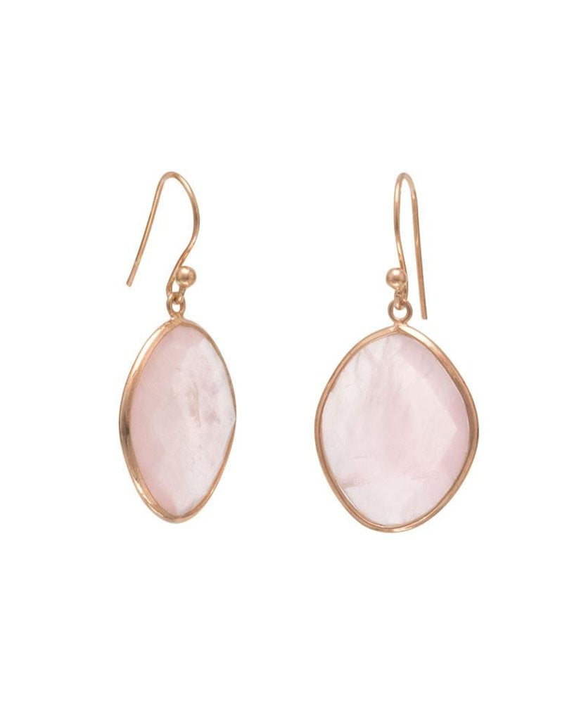 Dyed Rose Quartz Earrings Faceted with Rose Gold-plated Sterling Silver