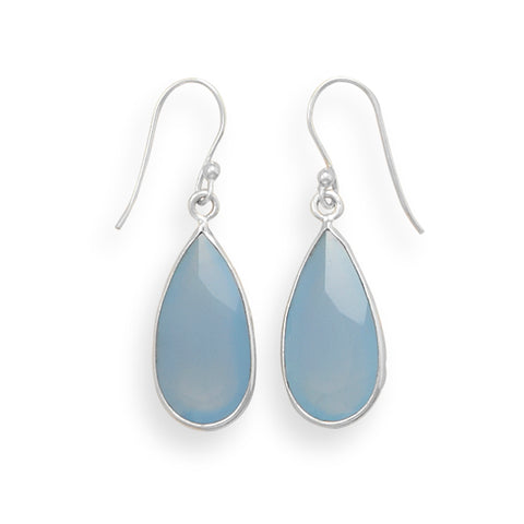 Faceted Blue Chalcedony Earrings Teardrop Shape Sterling Silver