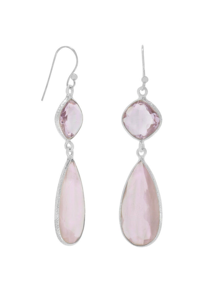 Rose Quartz and Pink Amethyst Earrings Sterling Silver