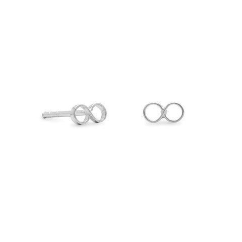 Infinity Post Stud Earrings Polished Sterling Silver