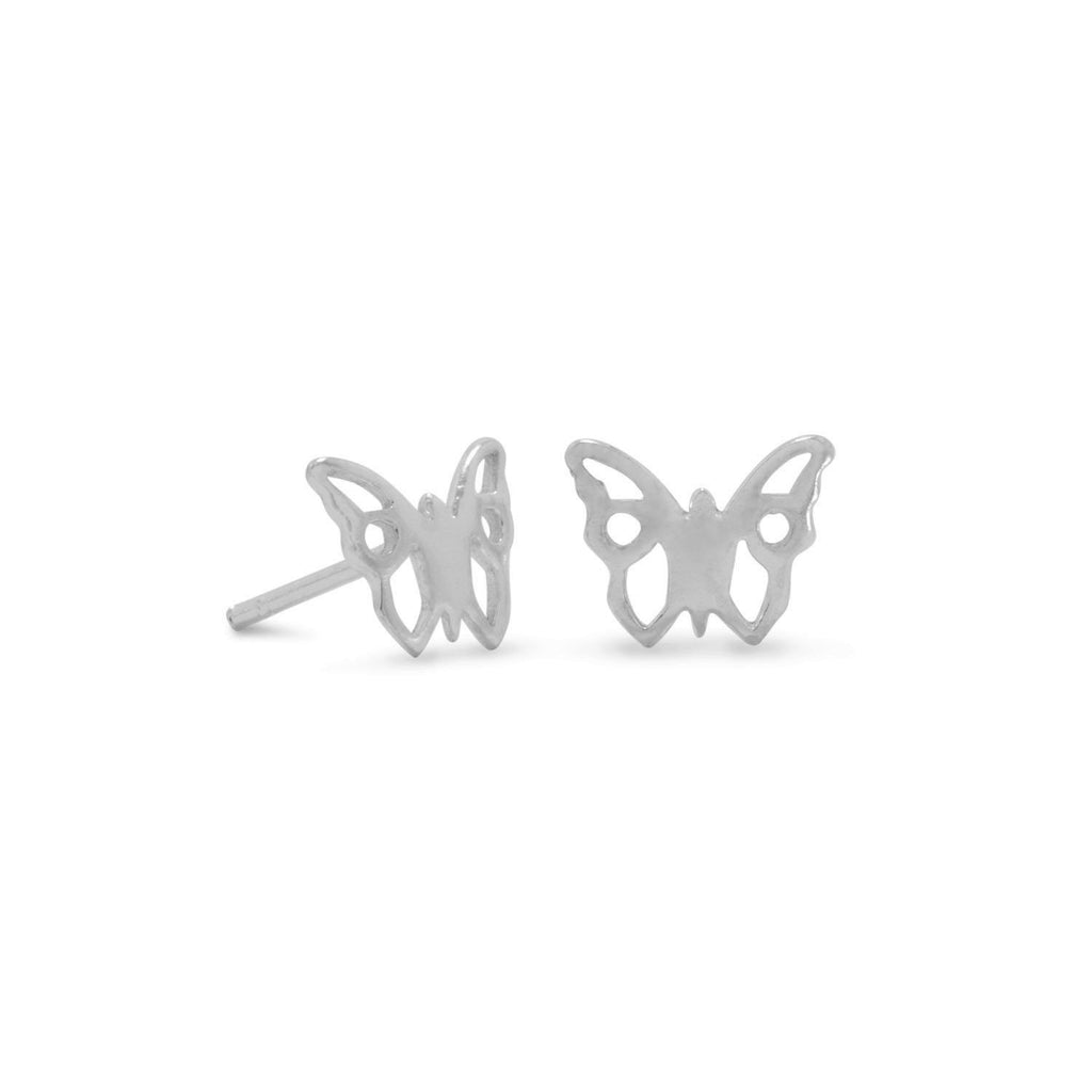 Butterfly Post Stud Earrings Polished Sterling Silver