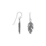 Pinna Feather Design Earrings Antiqued Sterling Silver