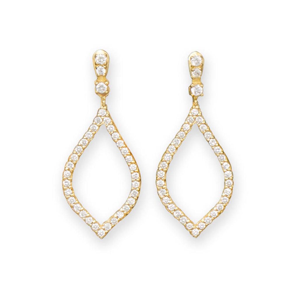 Marquise Shape Gold-plated Sterling Silver Cubic Zirconia Earrings