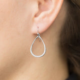 Teardrop Shape Earrings with Cubic Zirconia Rhodium on Sterling Silver