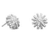 Starburst Stud Earrings with Rope Sterling Silver with Cubic Zirconia