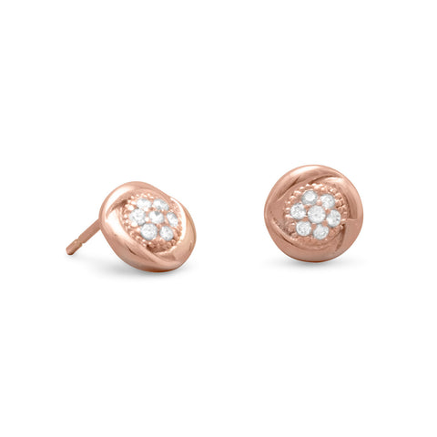 Love Knot Rose Gold-plated Sterling Silver Cubic Zirconia Pave Stud Earrings Post