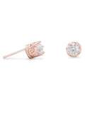 Cubic Zirconia Stud Earrings Rose Gold-plated Sterling Silver Crown Setting