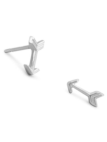 Arrow Post Stud Earrings Rhodium on Sterling Silver - Nontarnish