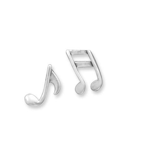 Music Notes Stud Earrings Sterling Silver