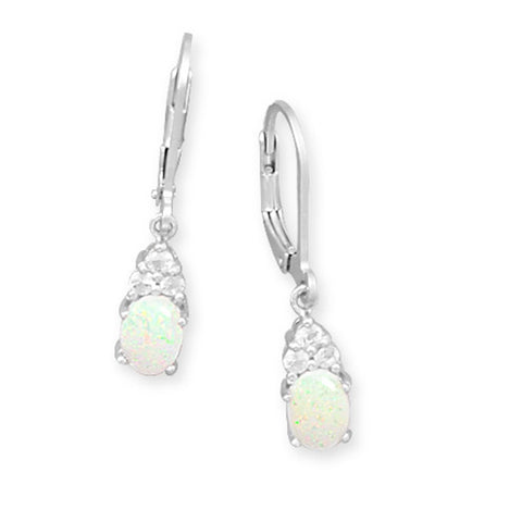 Opal Earrings White Topaz Accents Sterling Silver