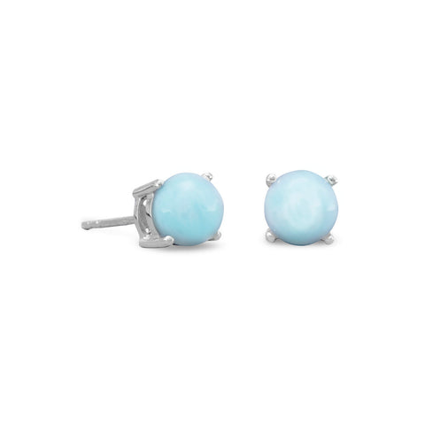 Larimar Stud Earrings Rhodium on Sterling Silver - Nontarnish