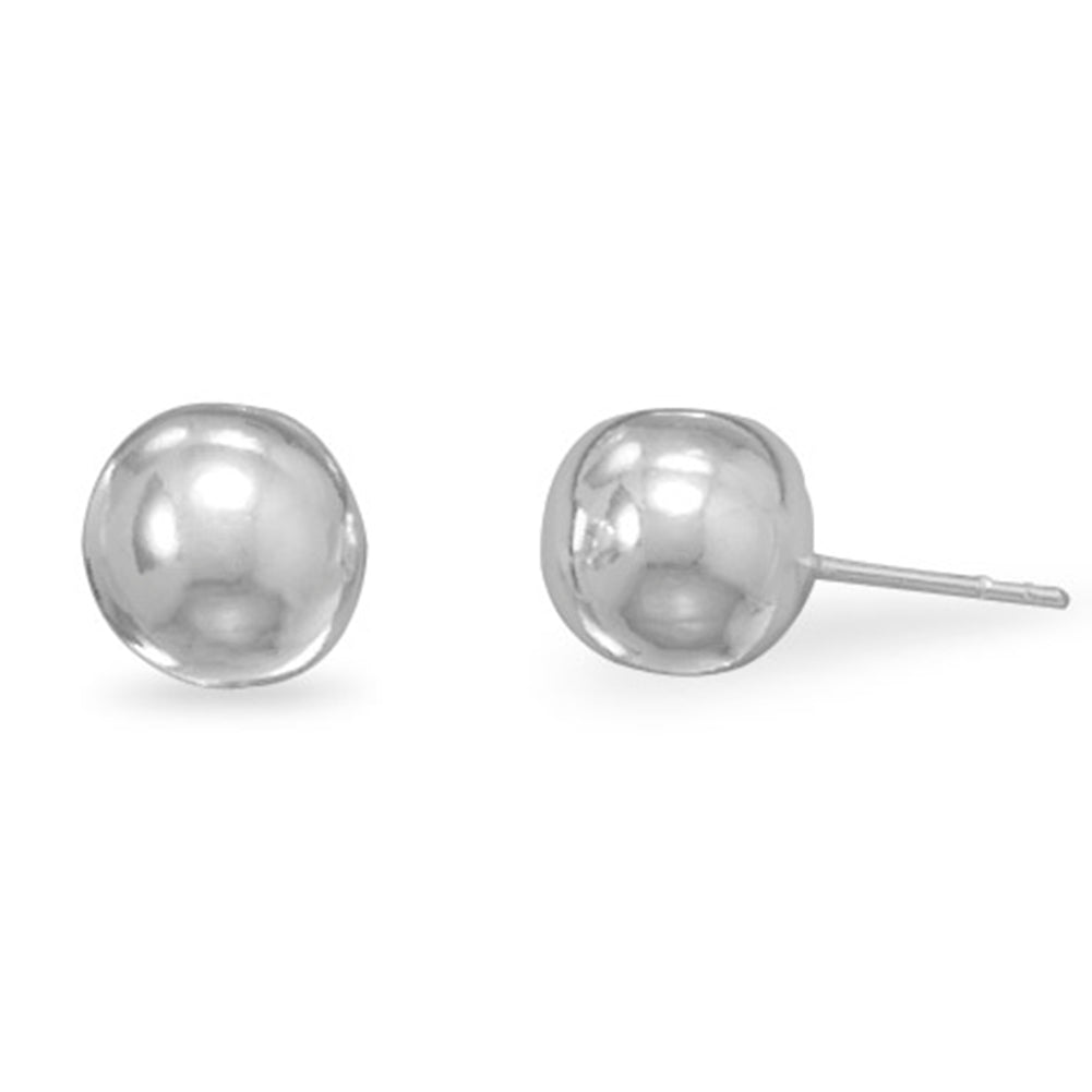 Ball Stud Earrings 10mm - Nontarnish Rhodium on Sterling Silver