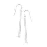 Long Drop Matchstick Dangle Earrings Polished Sterling Silver