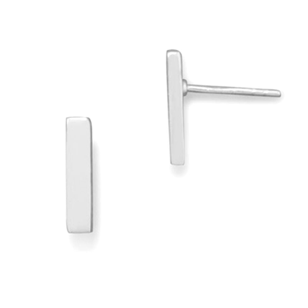 Rectangle Bar Post Stud Earrings Sterling Silver Geometric