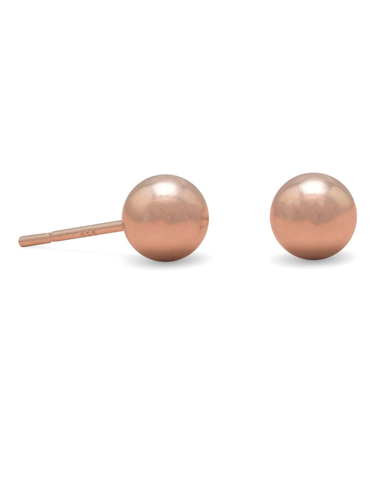 Rose Gold-Plated Sterling Silver Ball Stud Earrings 6mm