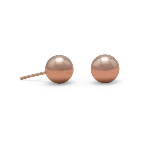 Rose Gold-Plated Sterling Silver Ball Stud Earrings 10mm