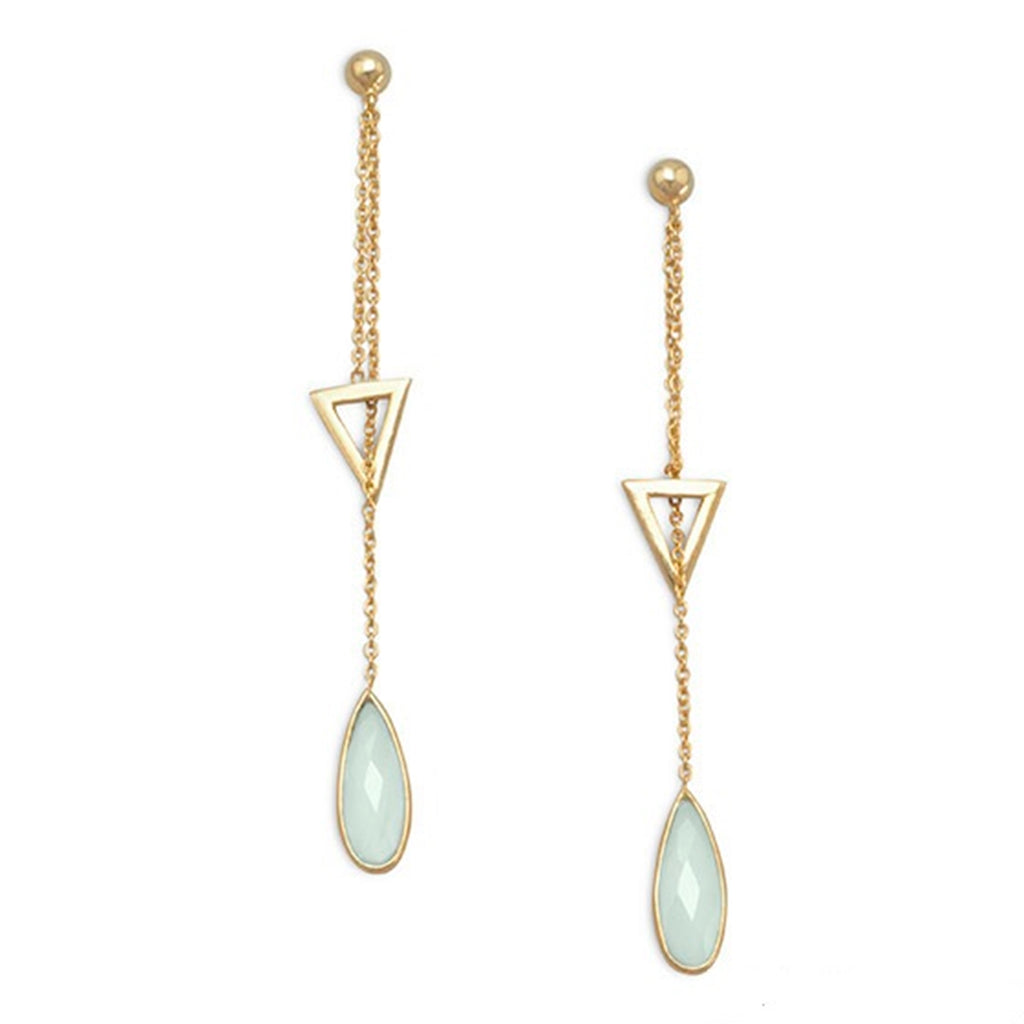 Chalcedony Teardrop and Triangle Earrings Gold-plated Sterling Silver