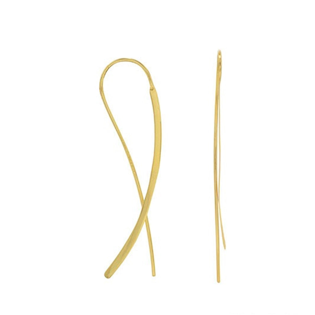 Flat Curved Wire Drop Earrings Gold-plated Sterling Silver