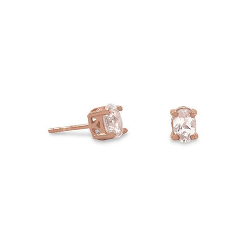 Oval Pink Morganite Stud Earrings Rose Gold-plated Sterling Silver