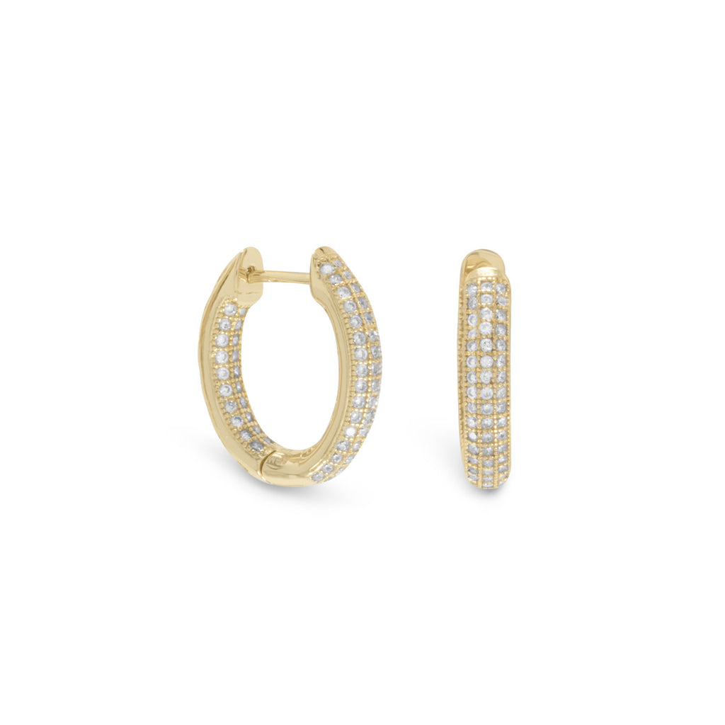 Gold-plated Sterling Silver In Out Hoop Earrings with Post Cubic Zirconia