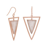 Triangle Rose Quartz Earrings Hammered Rose Gold-plated Sterling Silver