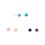 Set of 3 Stud Earrings Synthetic Opal, Reconstituted Turquoise, and Amethyst