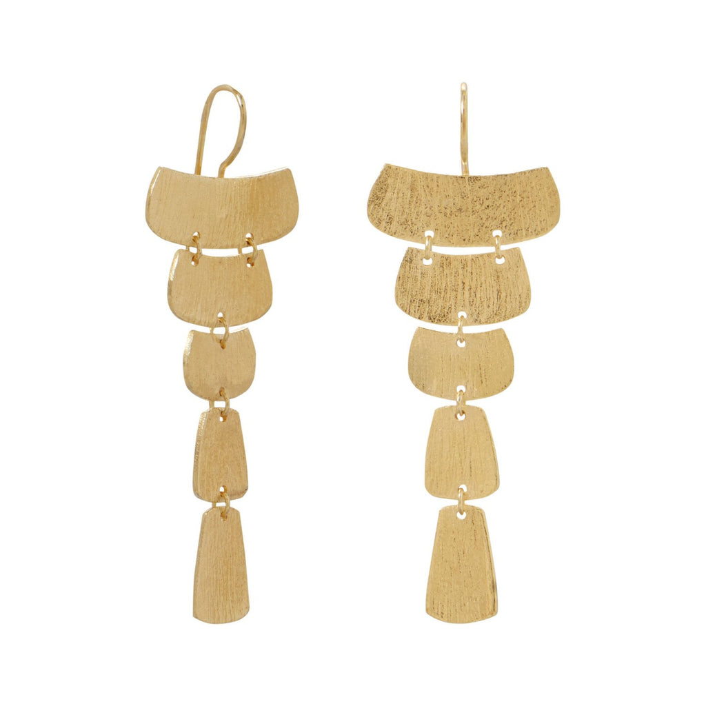 Triangle Long Cascading Earrings Gold-plated Sterling Silver