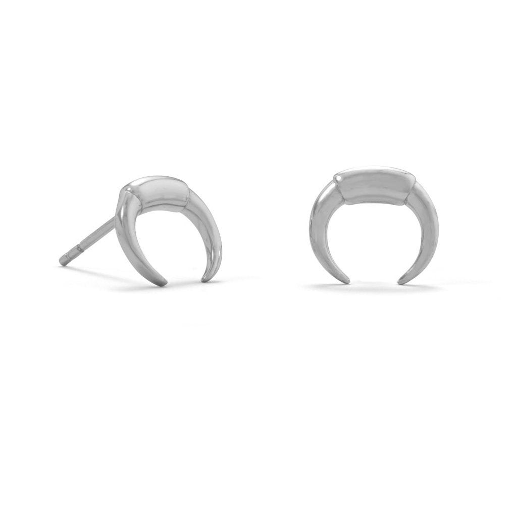 Crescent Naja Symbol Stud Earrings Sterling Silver