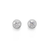 Cubic Zirconia Halo Stud Earrings Rhodium-plated Sterling Silver - Nontarnish