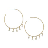 Gold-plated Hoop Earrings with Dangling Cubic Zirconia Drops