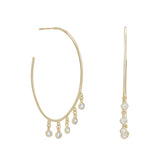 Gold-plated Hoop Earrings with Dangling Cubic Zirconia Drops