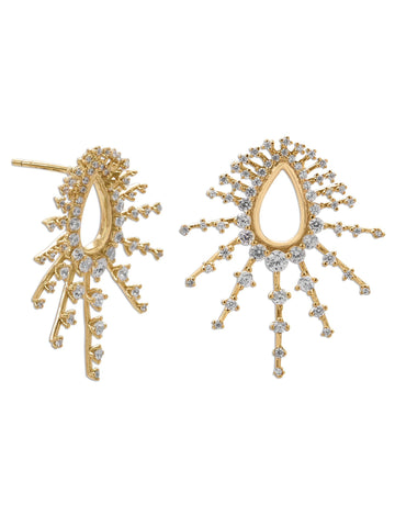 Gold-plated Sterling Silver Starburst Cubic Zirconia Earrings