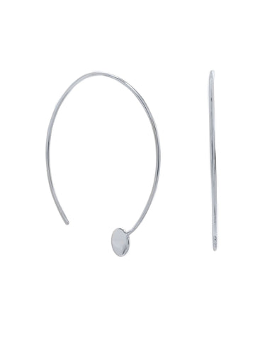 Rhodium-plated Sterling Silver Threader Earrings with Circle End