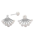 Pearl Front Back Earrings with Removable Pearl Studs Rhodium on Sterling Silver