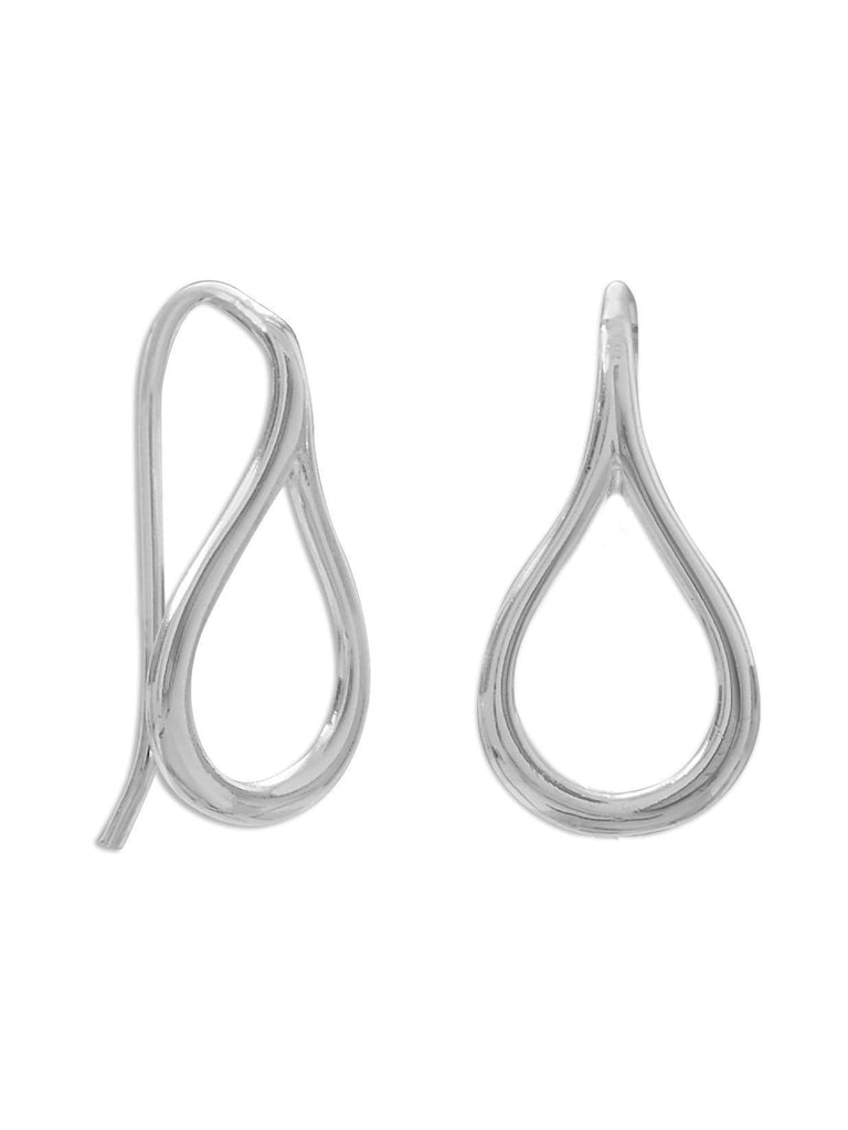 Open Teardrop Raindrop Wire Earrings Sterling Silver