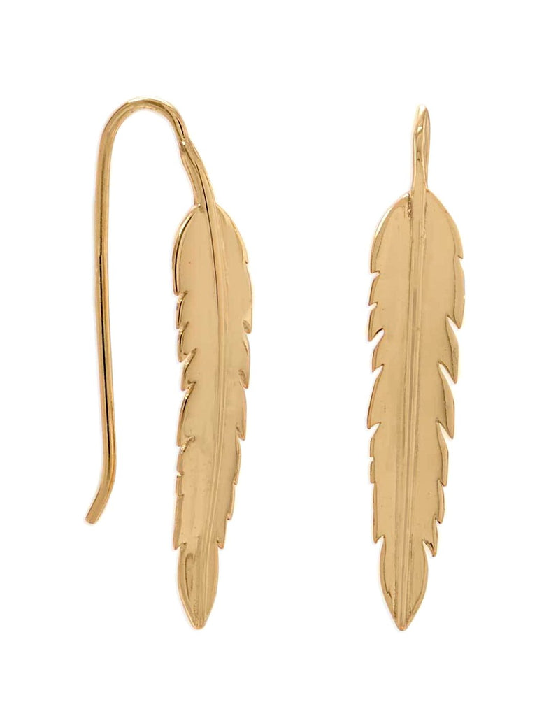 Feather Earrings Wire Gold-plated Sterling Silver