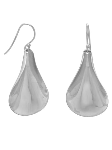 Sterling Silver Curved Spoon Earrings Polished with Rolled Edge