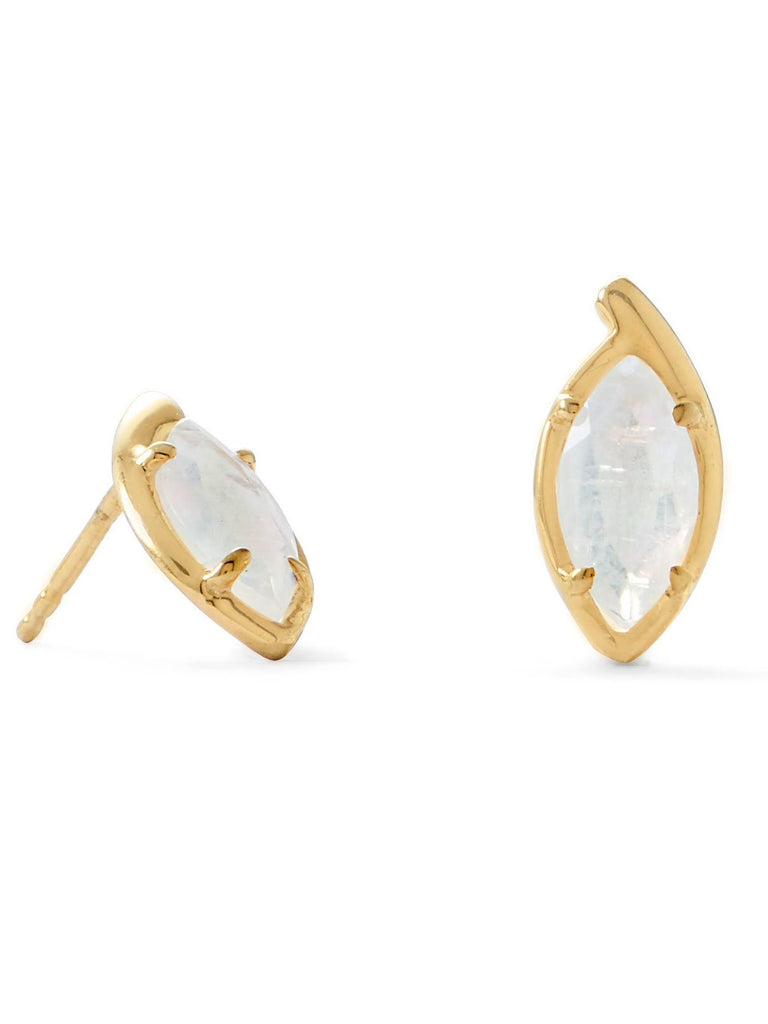 Rainbow Moonstone Stud Earrings Gold-plated Sterling Silver
