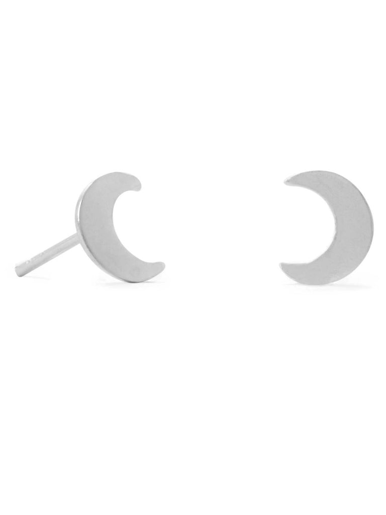 Crescent Moon Post Stud Earrings Sterling Silver
