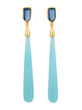Blue Chalcedony Drop Earrings Gold-plated Sterling Silver